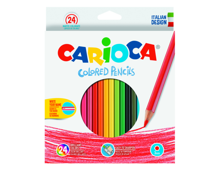 Creioane colorate, hexagonale, 24 culori/cutie, Carioca