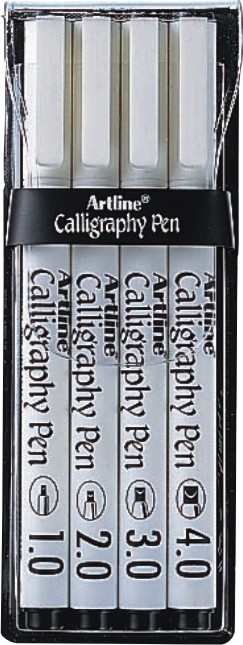 Marker ARTLINE Calligraphy, varf tesit din fetru, 4 buc/set (1.0, 2.0, 3.0, 4.0) - negru