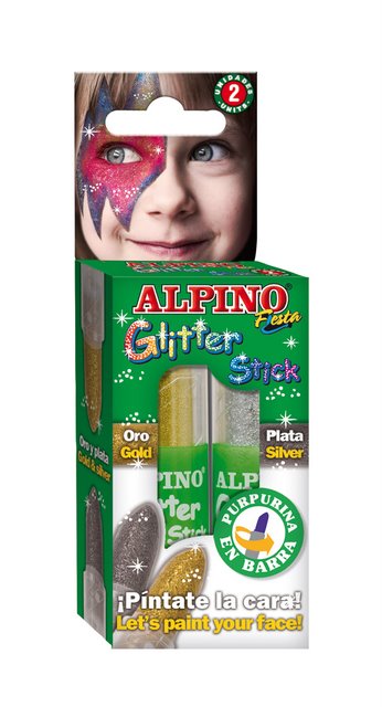 Set 2 culori machiaj, ALPINO Glitter Sticks - auriu/argintiu