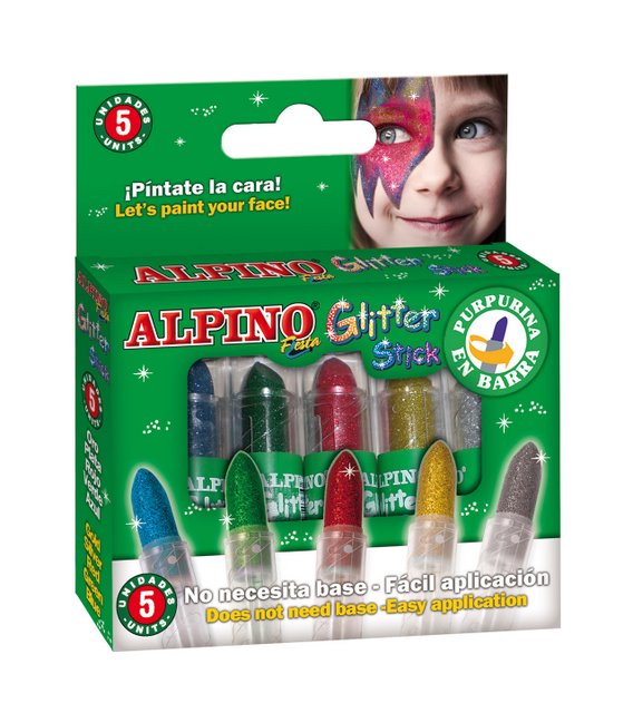 Set 5 culori machiaj, ALPINO Glitter Sticks - asortate