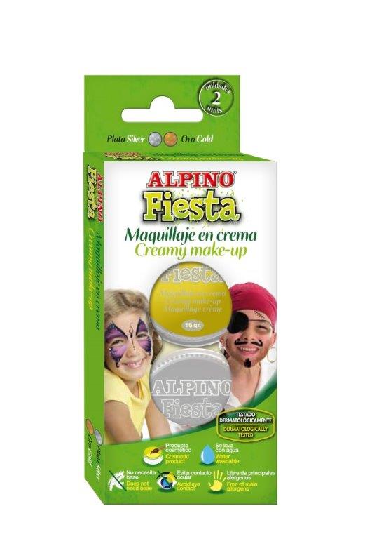 Crema machiaj, 2 culori/cutie, ALPINO Mega Fiesta - argintiu/auriu