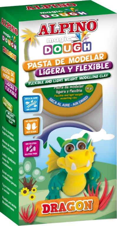 Kit 4 culori plastilina magica, ALPINO Dragon