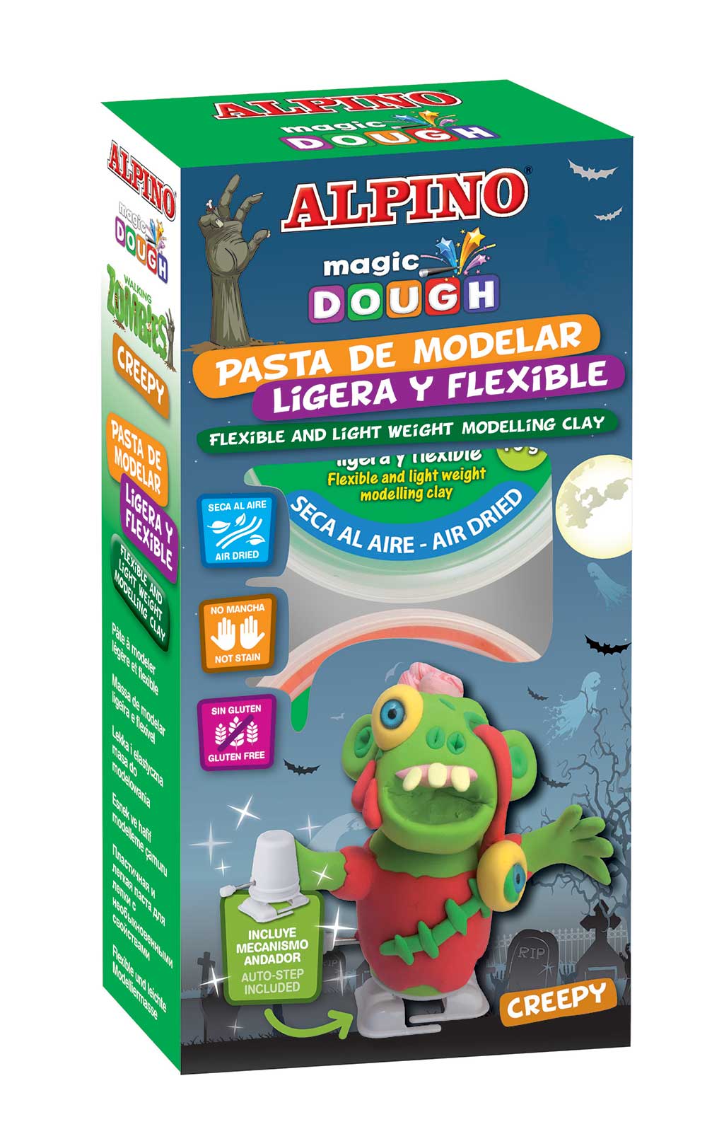 Kit 6 culori plastilina magica, ALPINO Creepy