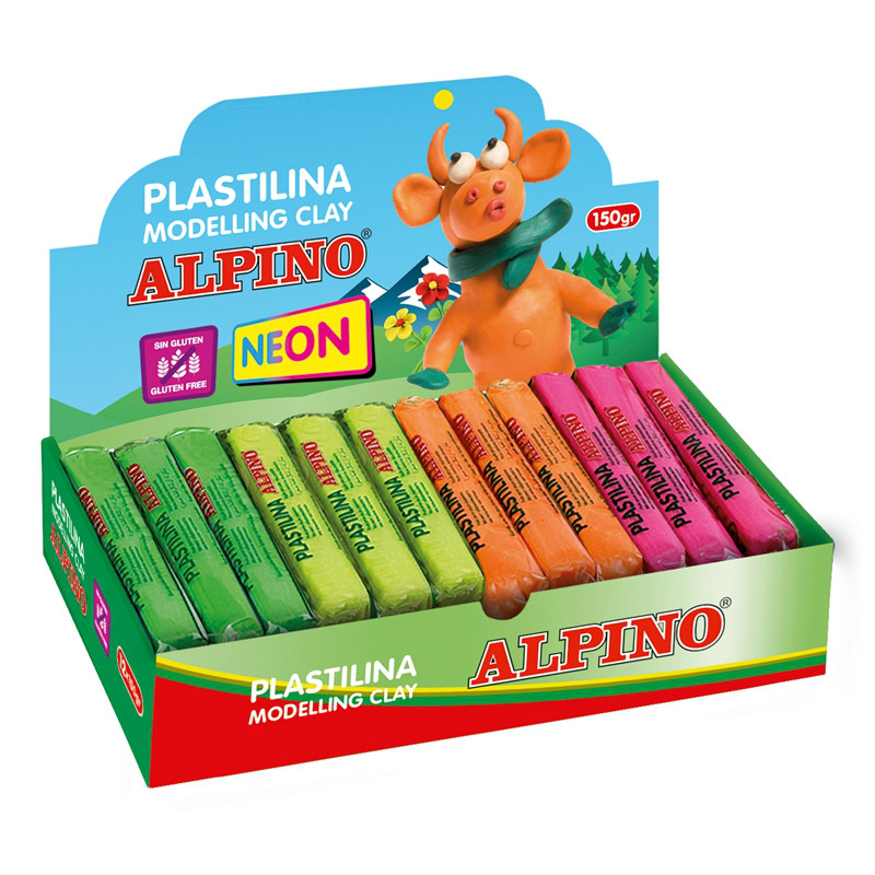 Display plastilina standard, 12 x 150gr./display, Alpino -  12 culori asortate