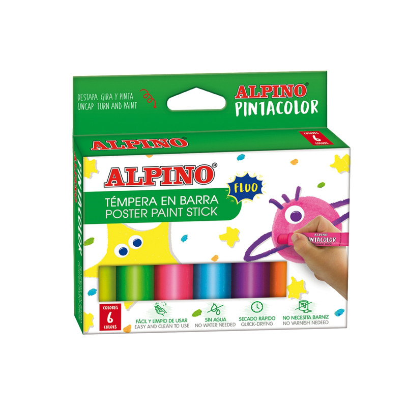 Creioane Tempera fluorescente,  6 culori/cutie, Alpino PintaColor