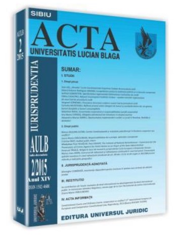 Acta Universitatis Lucian Blaga nr. 2/2015