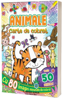 Animale - carte de colorat : cu 80 imagini magice de colorat, peste 50 abtibilduri