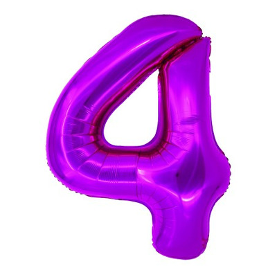 Balon folie Cifra patru 100 cm Roz magenta