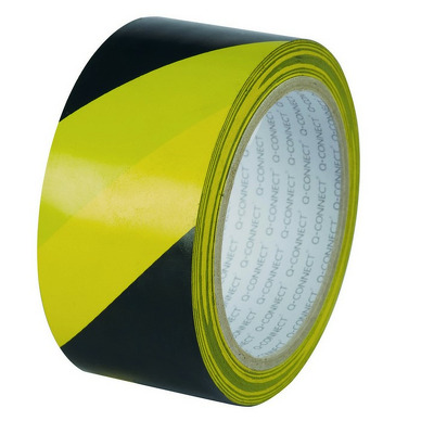 Banda adeziva 48mm x 20m, pentru avertizare, Q-Connect Safety Warning - negru/galben