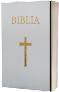 Biblia mica, 053, coperta piele, alba, cu cruce, margini aurii, repertoar