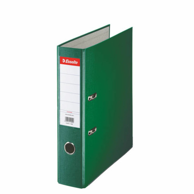 Biblioraft A4, plastifiat PP, margine metalica, 75 mm, Esselte Economy - verde