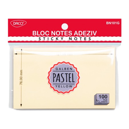 Bloc notes adeziv 127x76 mm Galben pastel