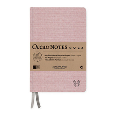 Caiet A5, 192 file - hartie reciclata 80 g/mp, coperta panza rosu, AURORA Ocean - dictando