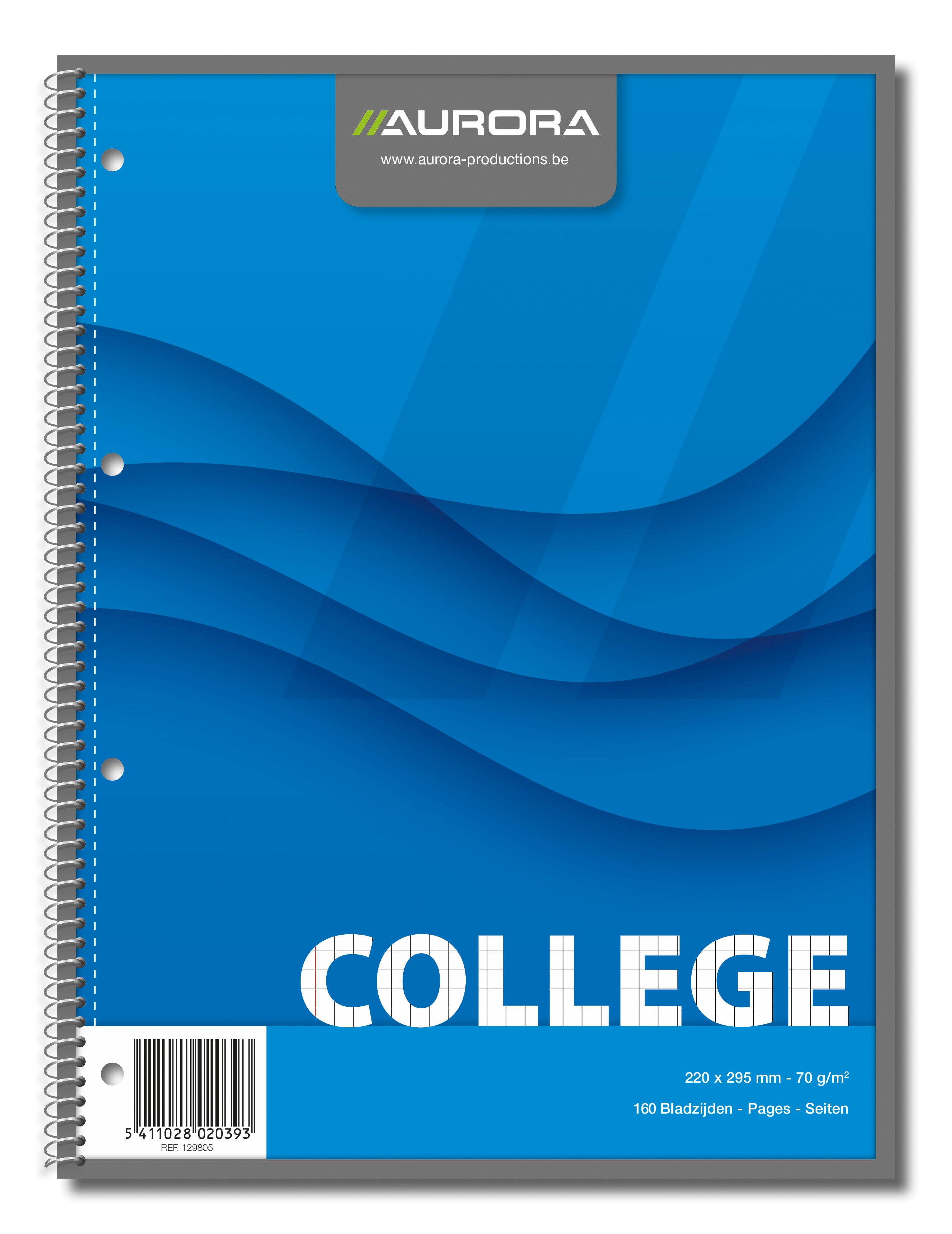 Caiet cu spirala - matematica A4, 80 file - 70g/mp, 4 perforatii, coperti carton, Aurora College