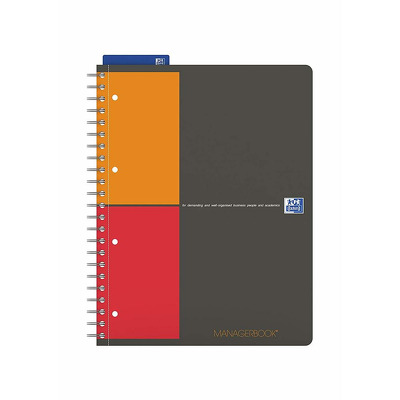 Caiet cu spirala A4 , Oxford International Managerbook, 80 file-90g/mp, 4 perf., coperta PP - dictan