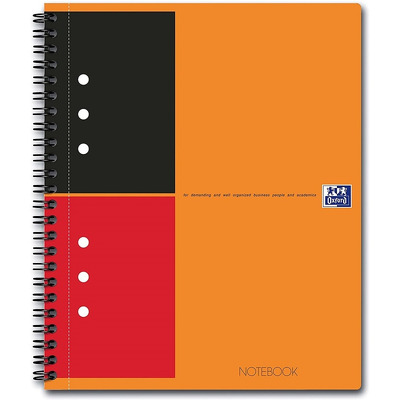 Caiet cu spirala A5  dictando, Oxford Int. Notebook, 80 file-80g/mp, 10 perf., coperta carton rigid