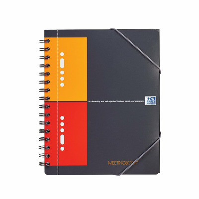 Caiet cu spirala A5  mate, Oxford International Meetingbook, 80 file-80g/mp, 10 perf., coperta PP