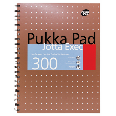 Caiet cu spirala dubla Pukka Pads Exec A4+ 300 pagini, dictando, cupru, coperti tari