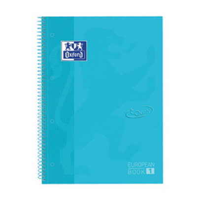 Caiet cu spirala, OXFORD Europeanbook 1, A4 , 80 file-90g/mp, hardcover bleu pastel, Scribzee-dictan