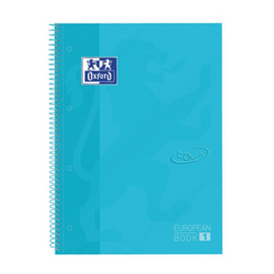 Caiet cu spirala, OXFORD Europeanbook 1, A4 , 80 file-90g/mp, hardcover bleu pastel, Scribzee-mate