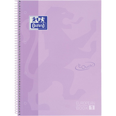 Caiet cu spirala, OXFORD Europeanbook 1, A4 , 80 file-90g/mp, hardcover mov pastel, Scribzee-mate