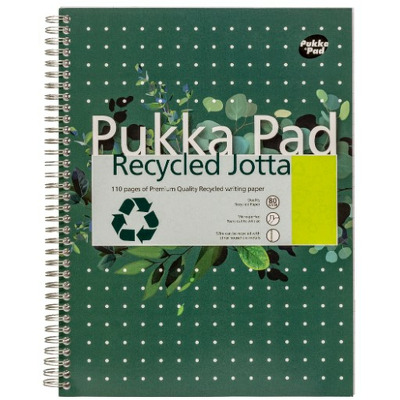 Caiet cu spirala Pukka Pad Jotta Recycled, A4 dictando, 110 pag, cu 4 perforatii indosariere, hartie 80 g, 100% reciclata, coperti cartonate