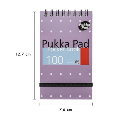 Caiet cu spirala Pukka Pads Metallic Pocket Book mov, A7 dictando, 100 pag, 76 x 127 mm, coperti cartonate