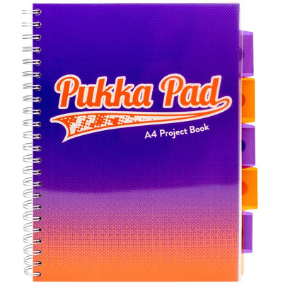 Caiet cu spirala si separatoare A4, matematica, albastru Pukka Pads Project Book Fusion