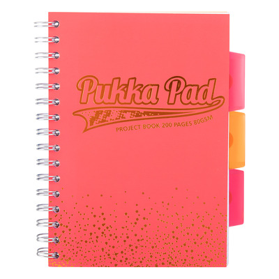 Caiet cu spirala si separatoare, matematica A5 coral, Pukka Pads Project Book Blush