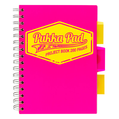 Caiet cu spirala si separatoare, matematica A5 roz, Pukka Pads Project Book Neon