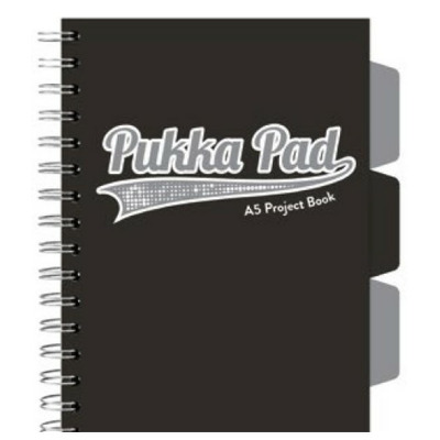 Caiet cu spirala si separatoare Pukka Pad Project Book, format A5, matematica, hartie 80g, 3099(BK)-WPC