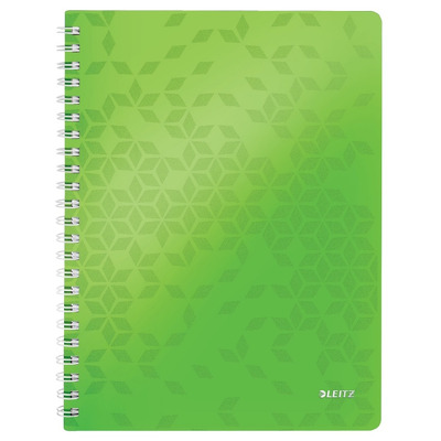 Caiet de birou Leitz Wow, PP, A4, cu spira, matematica - verde