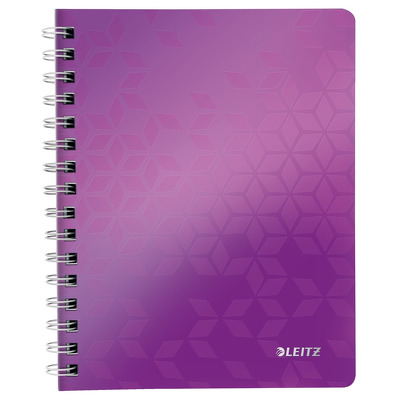 Caiet de birou Leitz Wow, PP, A5, mov metalizat - matematica