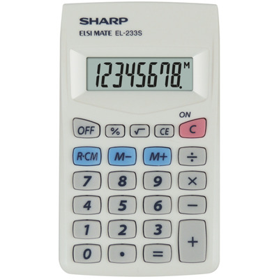 Calculator de buzunar, 8 digits, 103 x 60 x 8 mm, Sharp EL-233S - alb