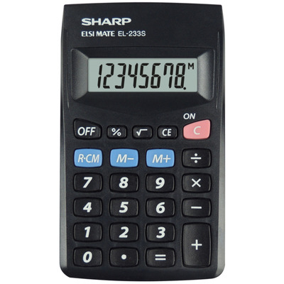 Calculator de buzunar, 8 digits, 103 x 60 x 8 mm, Sharp EL-233SBBK - negru