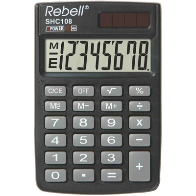 Calculator de buzunar, 8 digits, 88 x 59 x 10 mm, capac din plastic, Rebell SHC108