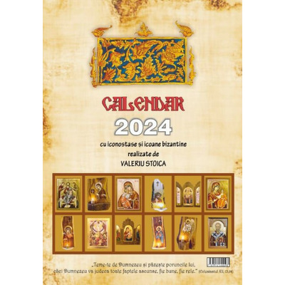 Calendar crestin 2024, cu iconostase si icoane bizantine