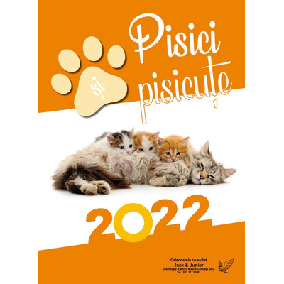 Calendar de birou cu pisici si pisicute, pe anul 2022