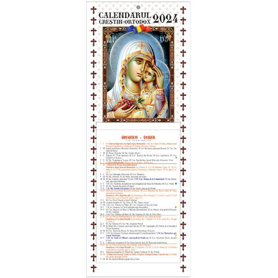 Calendar de perete 2024, Crestin-Ortodox, cu foi detasabile, Sporul casei (alb)