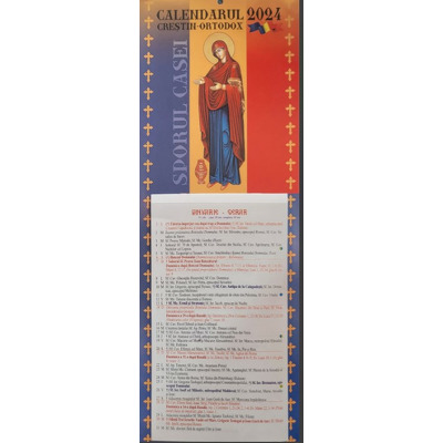 Calendar de perete 2024, Crestin-Ortodox, cu foi detasabile, Sporul casei (tricolor)
