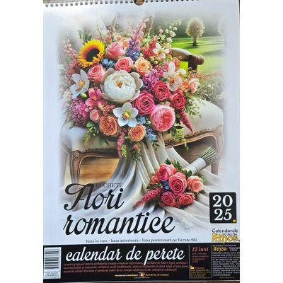 Calendar de perete X3, 2025. Buchete flori romantice