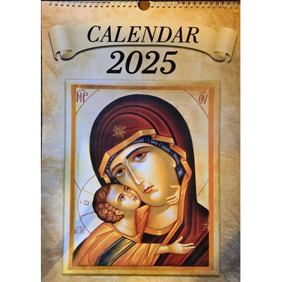 Calendar religios A3 de perete cu spira metalica si agatatoare, 2025