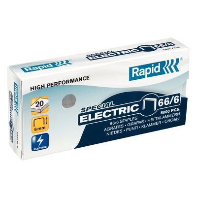 Capse Rapid Strong, 66/6, pentru capsator electric, 2-20 coli, 5000 buc/cutie