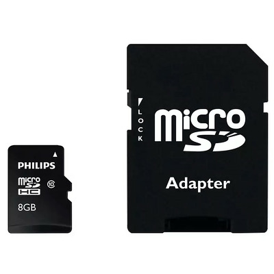 Card memorie Micro SDHC, cu adaptor SD, clasa 10, PHILIPS - 8GB