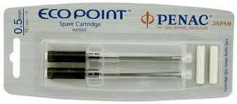 Set 2 cartuse cu mine 0.7mm, pentru creion mecanic + doua radiere, PENAC EcoPoint