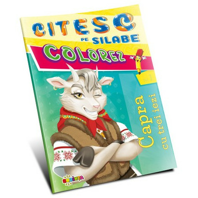 Citesc pe silabe. Colorez. Capra cu trei iezi