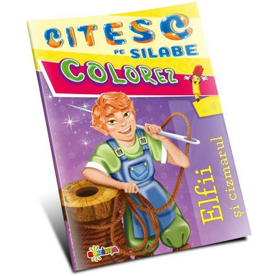 Citesc pe silabe. Colorez. Elfii si cizmarul