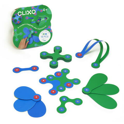 Clixo joc magnetic de construit - Itsy Albastru si Verde (18 piese)