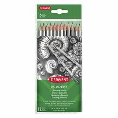 Creioane Grafit 5H-6B Academy, blister, 12 buc/set, negru