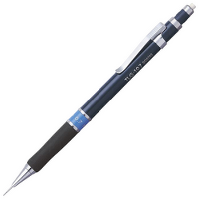 Creion mecanic profesional PENAC TLG-107, 0.7mm, con metalic, varf cilindric fix, inel albastru, in